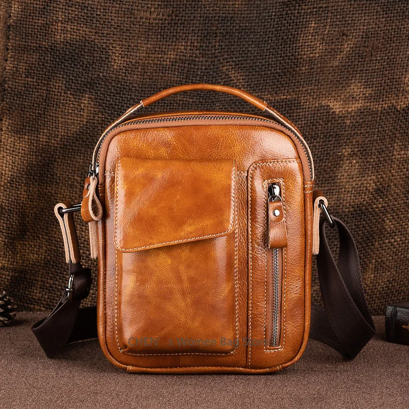 

Casual Fashion Men's Messenger Bag's Business Portable Handbag Man Leather Shoulder Bag Mobile 6.5'' Phone Bags