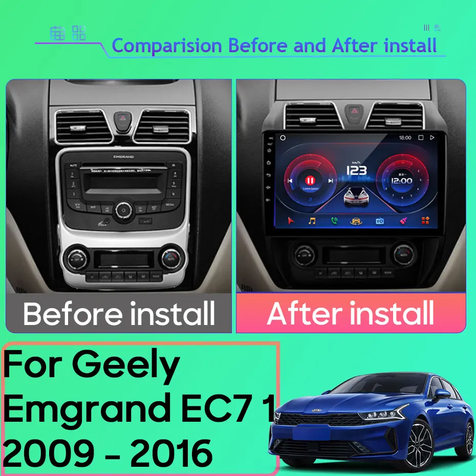 Android Multimedia For Geely Emgrand EC7 1 2009 - 2016 Car Stereo CPU Radio QLED Player Navigation Carplay Auto HDR Cam WIFI BT