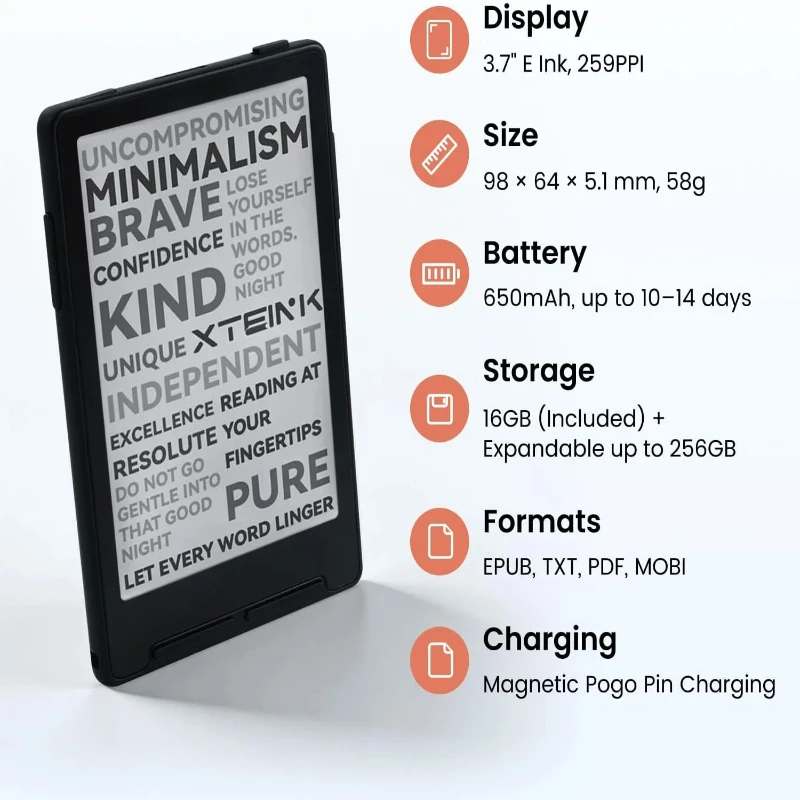 XTEINK X3 E-Ink E-Book Reader Global Version Support Multi Language 3.7 Inch 16GB Magnetic Portable Pocket Reader No Region Lock