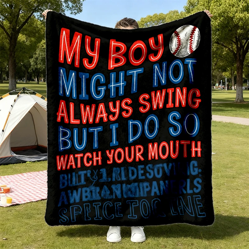 My Might Not Always Swing But I Do So Watch Your Mouth, Baseball Mom Flannel Blanket, Gameday Flannel Throw, Baseball