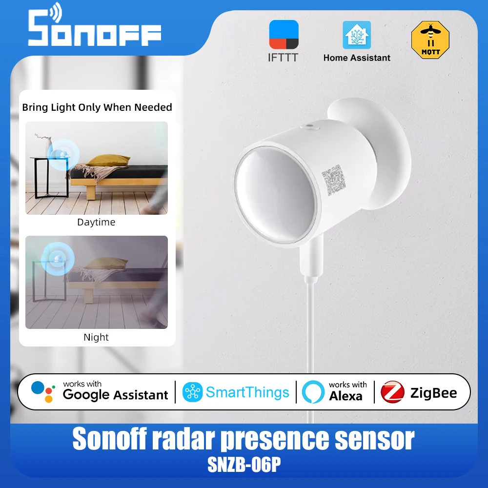 

SONOFF SNZB 06P Zigbee Human Presence Sensor SNZB-06P Detector Motion Light Sensing Smart Home Automation Work with Alexa Google