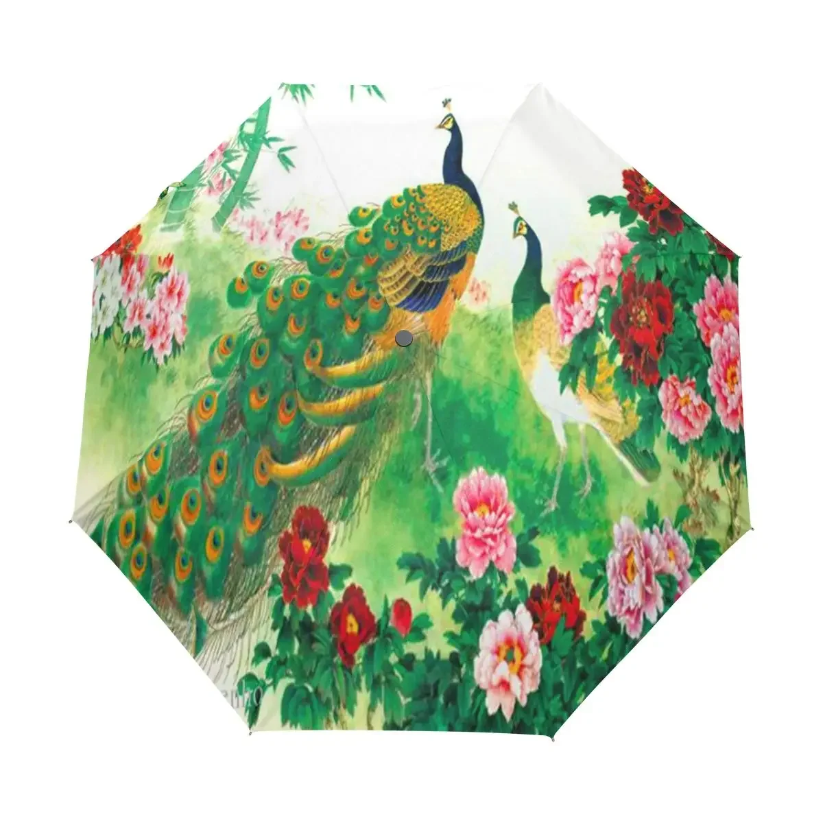 

Wild Animal Peacock Print Waterproof Travel Umbrella, 8 Ribs Compact Umbrella for Rain, Portable Folding Umbrella for Women, Men