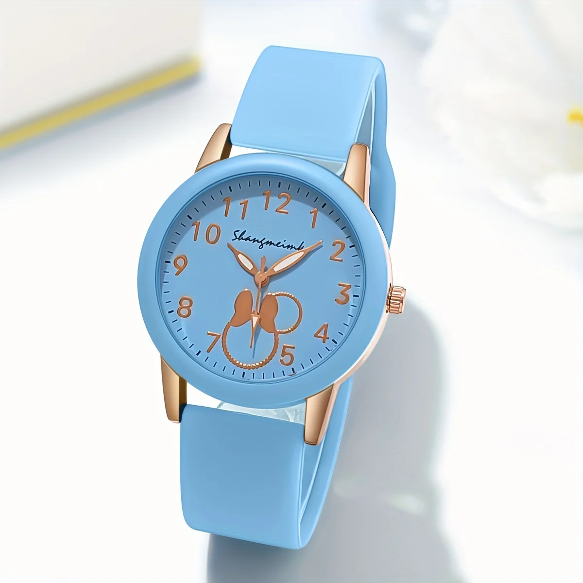2026 Casual Round Pointer Rabbit Pattern Women Quartz Watch Cute Candy Color Analog Silicone Band Wrist Watch for Woman Clock