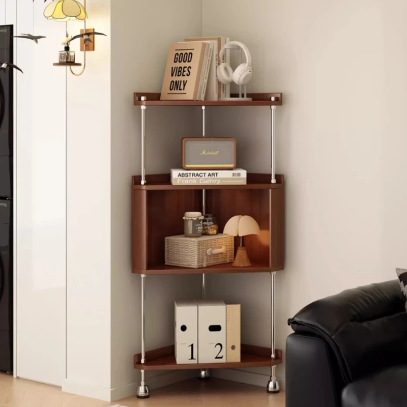 hh-90-Degree Corner Storage Shelf - Mobile Multi-Tier Organizer Rack for Living Room Kitchen Home Space-Saving Furniture^