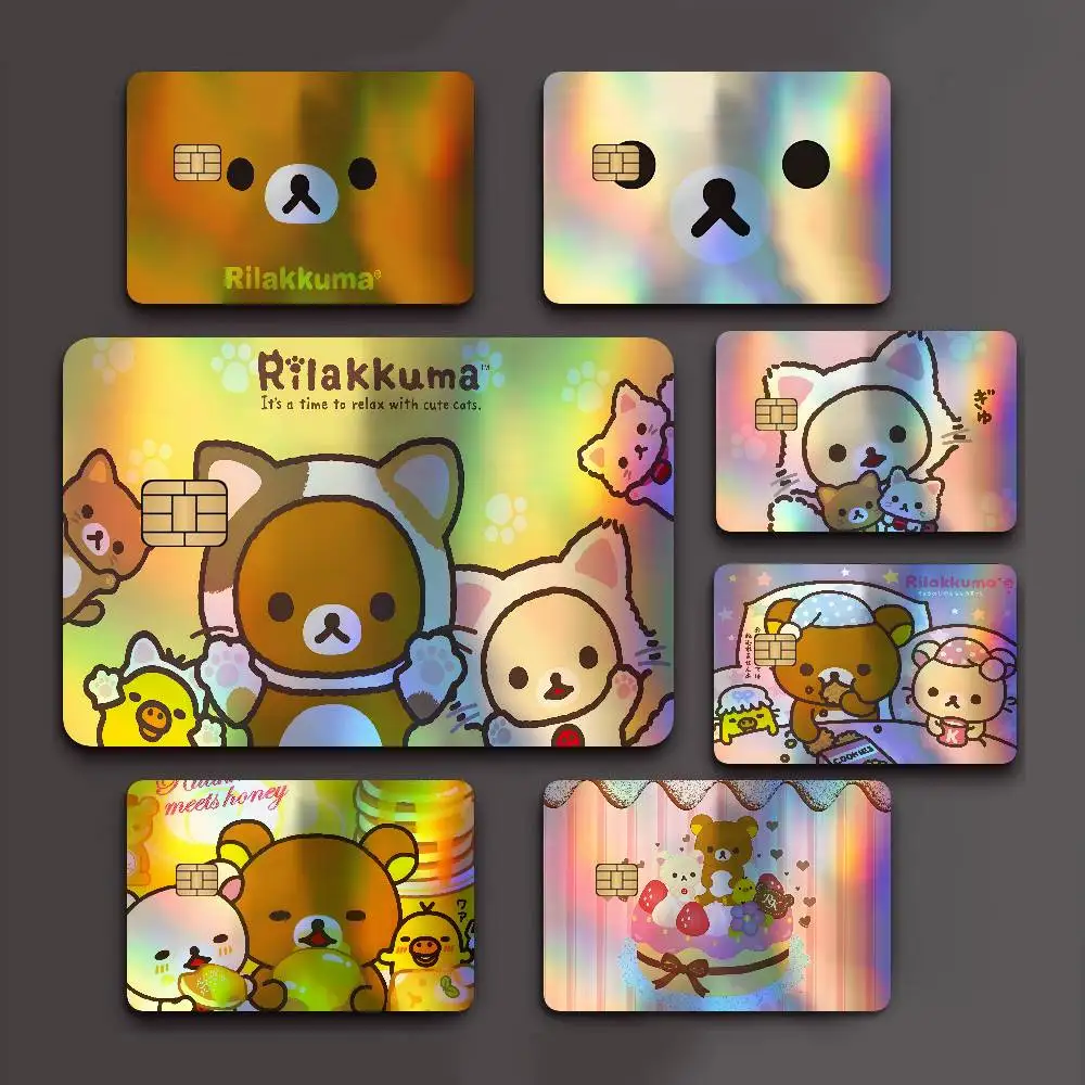 R-RilakkumaS Anime Trendy Laser Glitter Bank Card Stickers All Match Multi Purpose Use