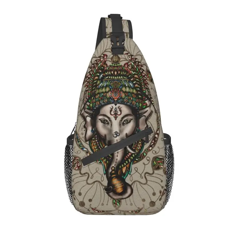 

Hindu Lord Ganesha Sling Chest Bag Custom God Elephant Crossbody Shoulder Backpack for Men Traveling Daypack