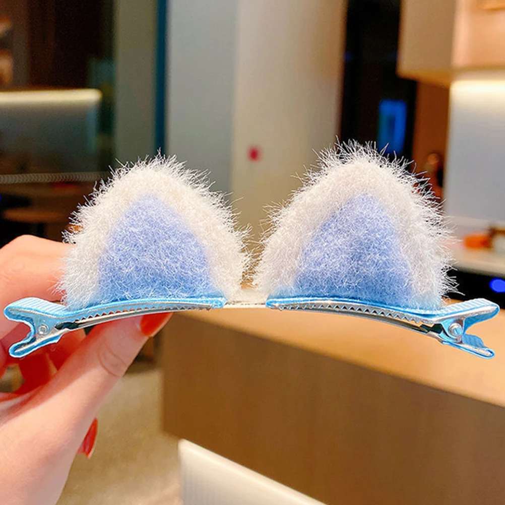 8 pçs adorável grampos de cabelo de pelúcia forma de orelha de gato grampos de cabelo cosplay traje clipes adoráveis presilhas belos acessórios de cabelo novo