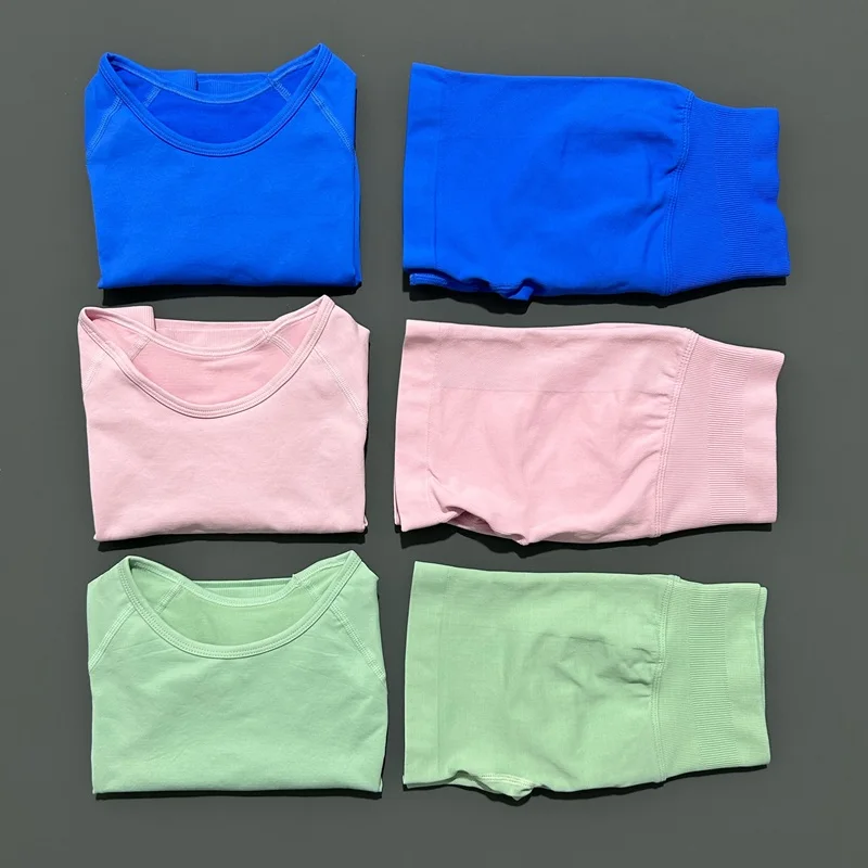 

2 Pieces Impact Sports Set Woman Seamless Yoga Set Fitness Clothing Scrunch Bum Shorts Gym Crop Top Workout Outfits Sportswear