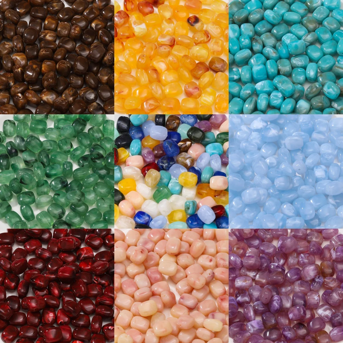 10pcs 10.5×13.5mm Color Acrylic Irregular Stone Shape Loose Spacer Beads for DIY Jewelry Bracelet Necklace Crafts Accessories