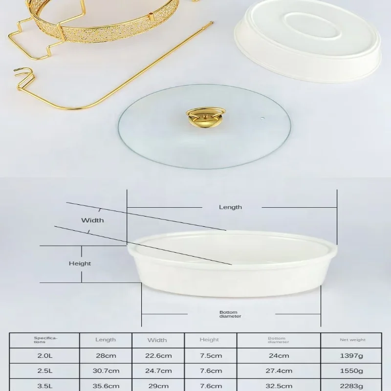 Egg Shape Gold Cheffing Dish High Quality Stainless Steel Food Warmer with Fuel Heating Chafing Buffet Set - view 6