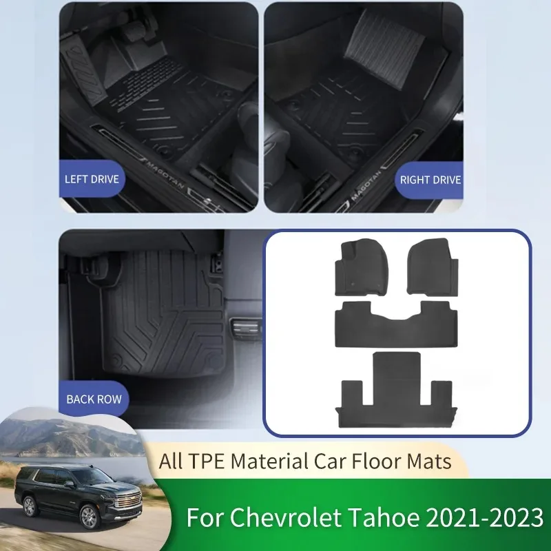 Car Waterproof Non-slip Floor Mat Full Surround Protective Liner Foot Pads Carpet For Chevrolet Tahoe GMC Yukon GMT1YC 2021~2023