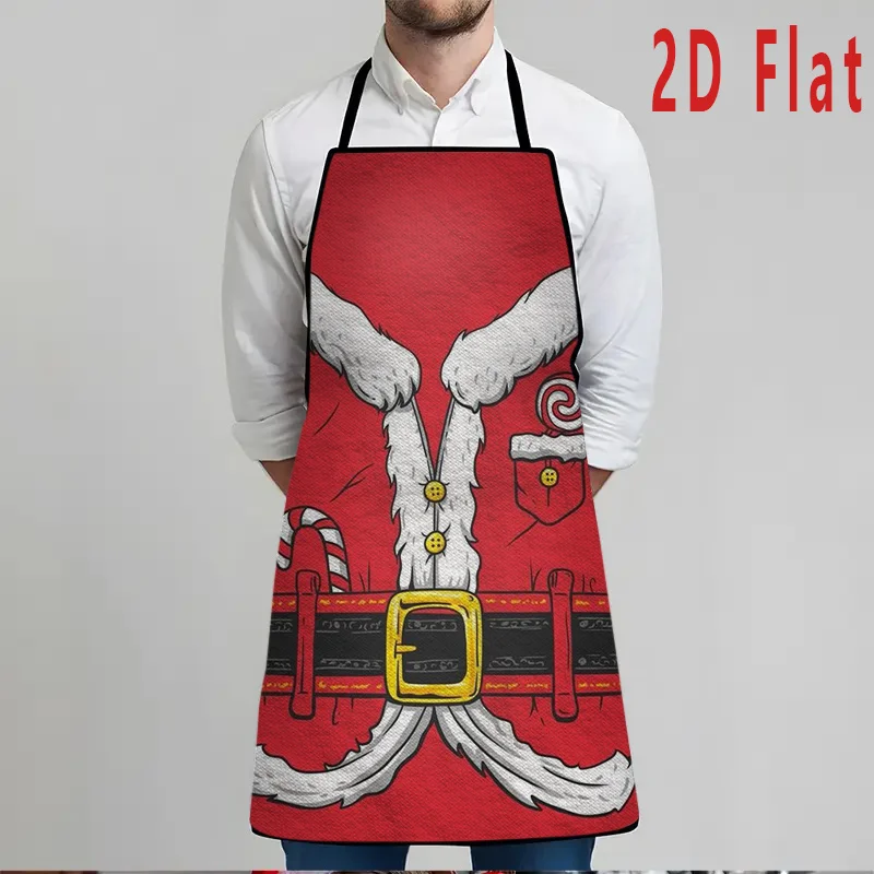 1pc Large Christmas Apron with Santa Claus Mrs. Claus Print - Heavy-Duty 23.62x31.5inch Red White Bib, Durable for Cooking