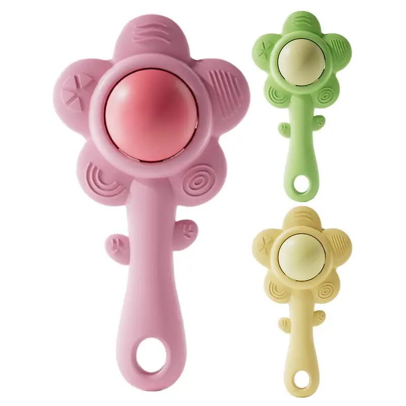 Sunflower Shape Babies Rattle Sensory Teething Toy Easy To Clean BPA Free Birthday Gift For Toddler Boys Girls Aged 6-18 Months