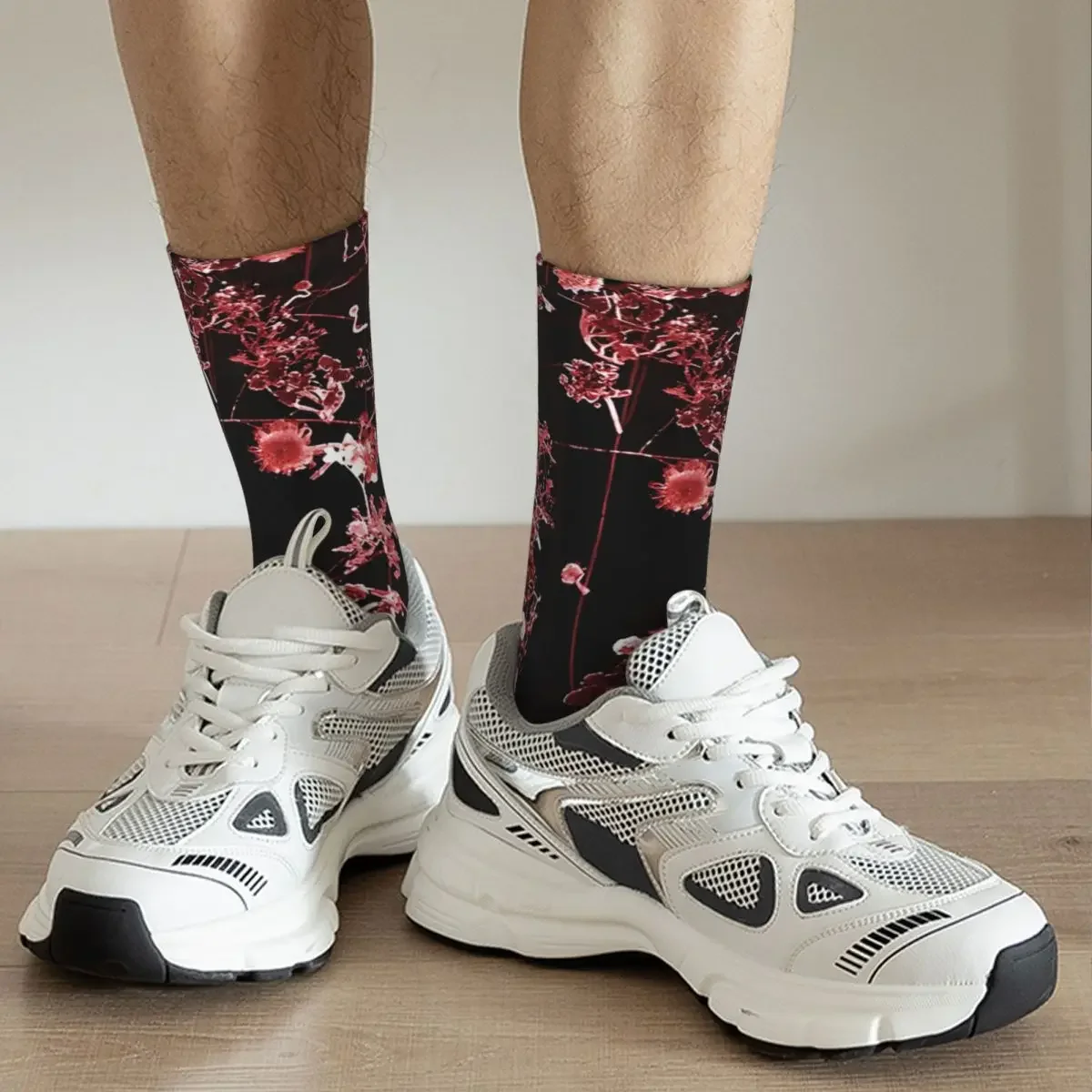 Chaussettes de Compression Rétro à Motif Floral Foncé pour Homme, Unisexe, Harajuku, Imprimé, Nouveauté