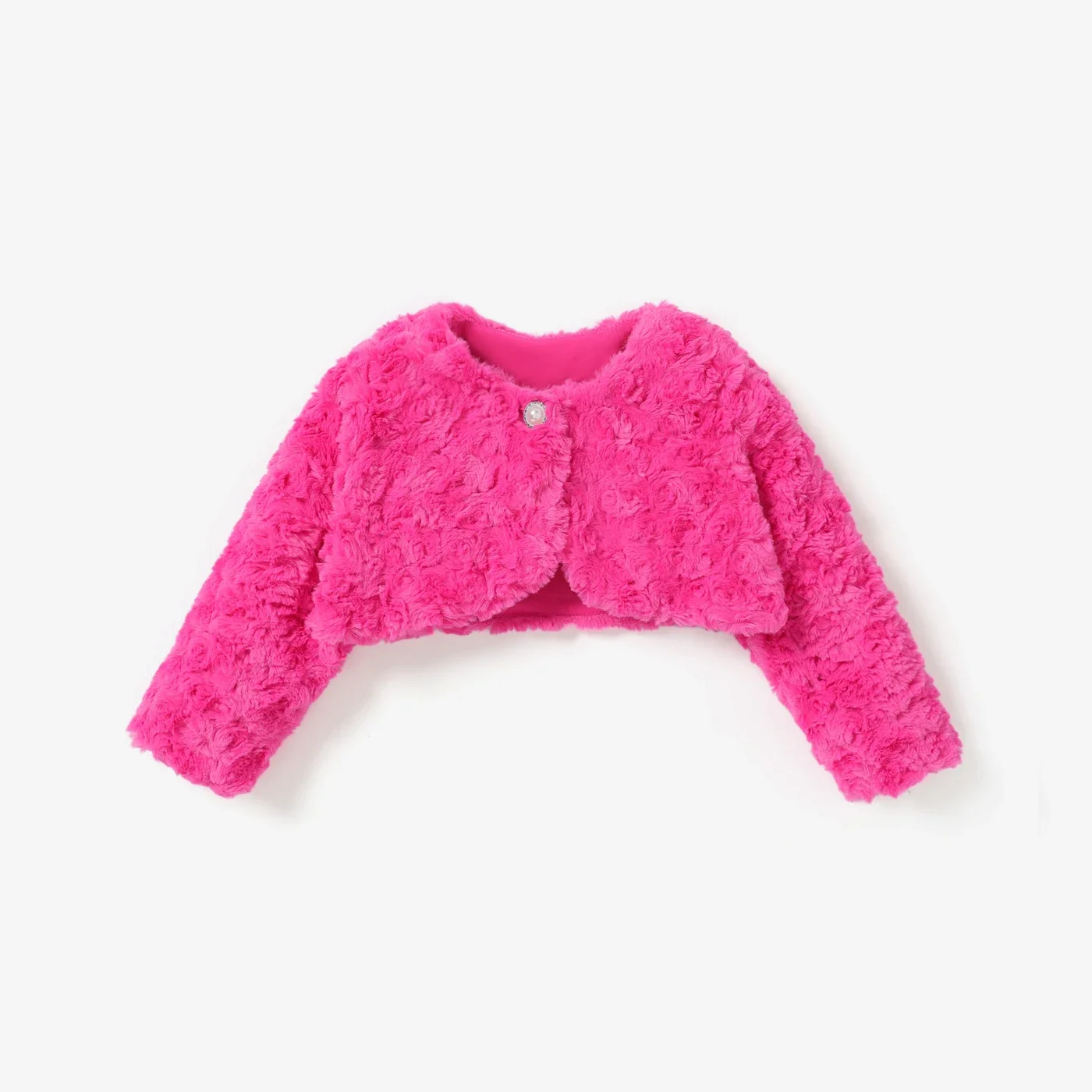 PatPat Toddler Girl Sweet 3D Rosette Coat Soft and Comfortable  Perfect for Outings and Daily Wear Basic Style