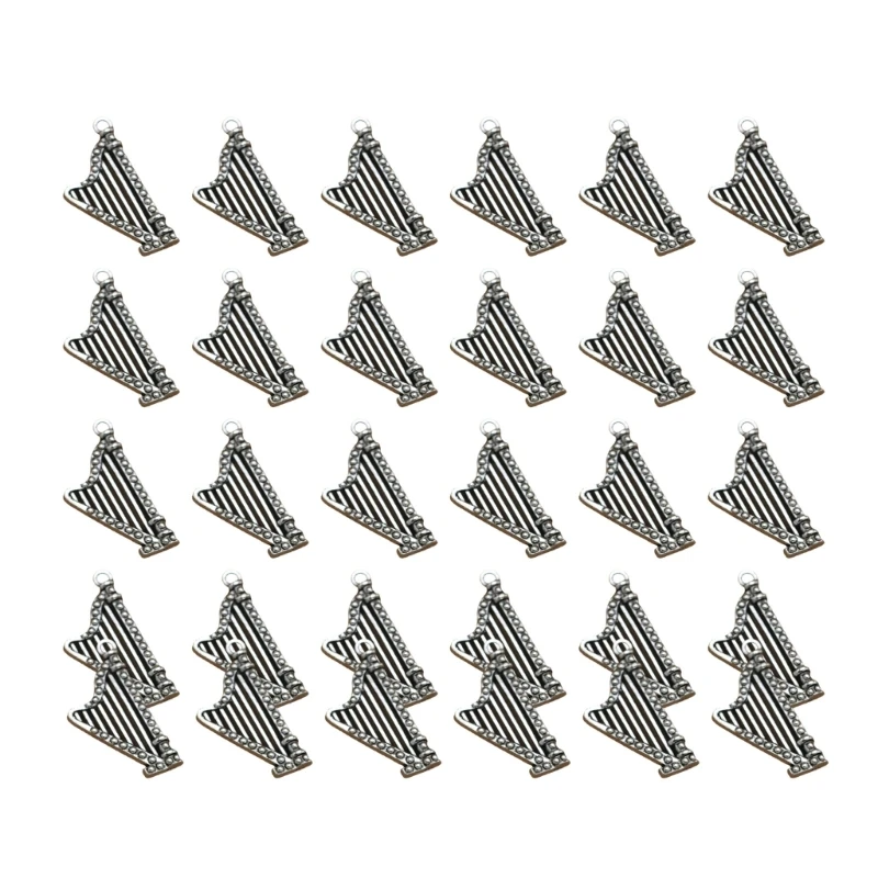 

30 Pack Music Themed Necklace Pendants Antique Silver Harp Jewelry Findings Suitable for Jewelry Designing and Accessory