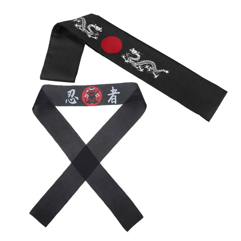 2Pcs Ninja Warriors Headband Japanese Headband Japanese Sushi Chef Headdress Karate Warriors Headband