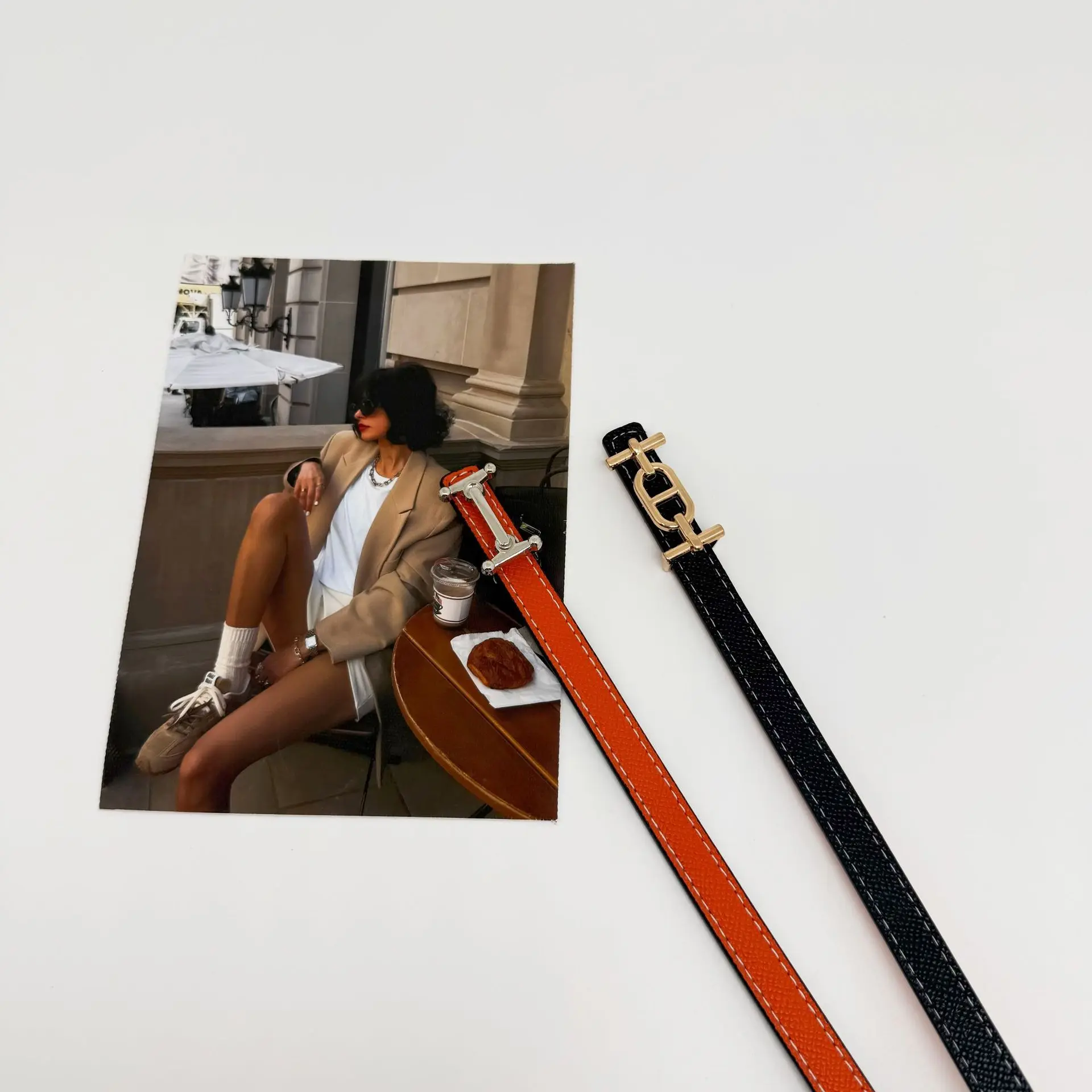 New Luxury Design Fashion Jeans Decorative Women's Retro Decorative Belt Double-sided Leather Belt Women's Alloy