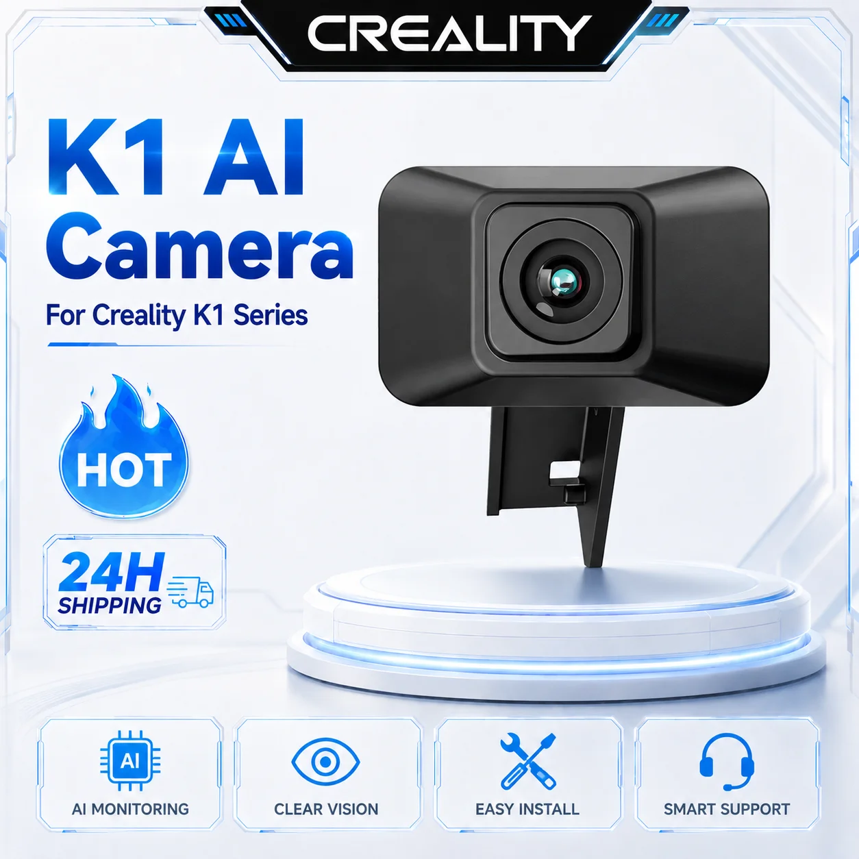 Creality Original K1/K1 Max AI Camera Module HD Monitoring Camera Smart Detection Time-Lapse Video for 3D Printer Accessories