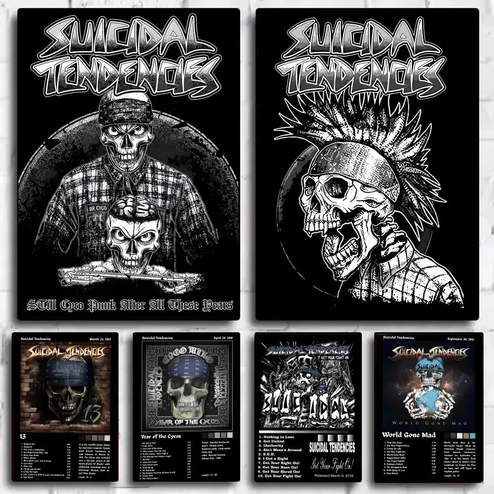 S-Suicidal Tendencies Poster Stickers HD Waterproof Painting Wall Art For Bedroom Living Room Home Decor Decoration Gift
