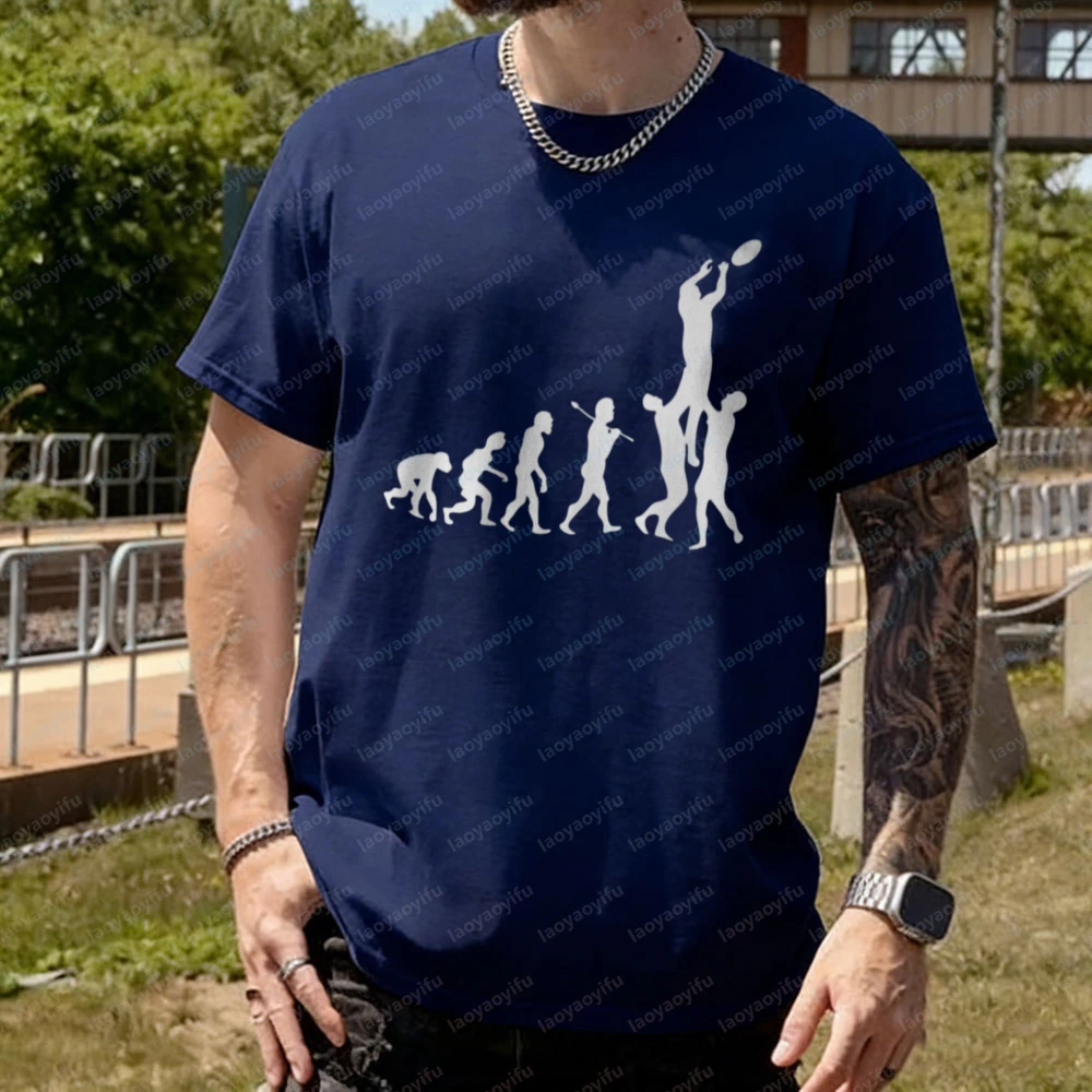 Evolution Rugby T-shirt Funny Footballer Gift Evolve Rugger Graphic T Shirts Vintage Personality Mans Clothing Cotton Tee Tops