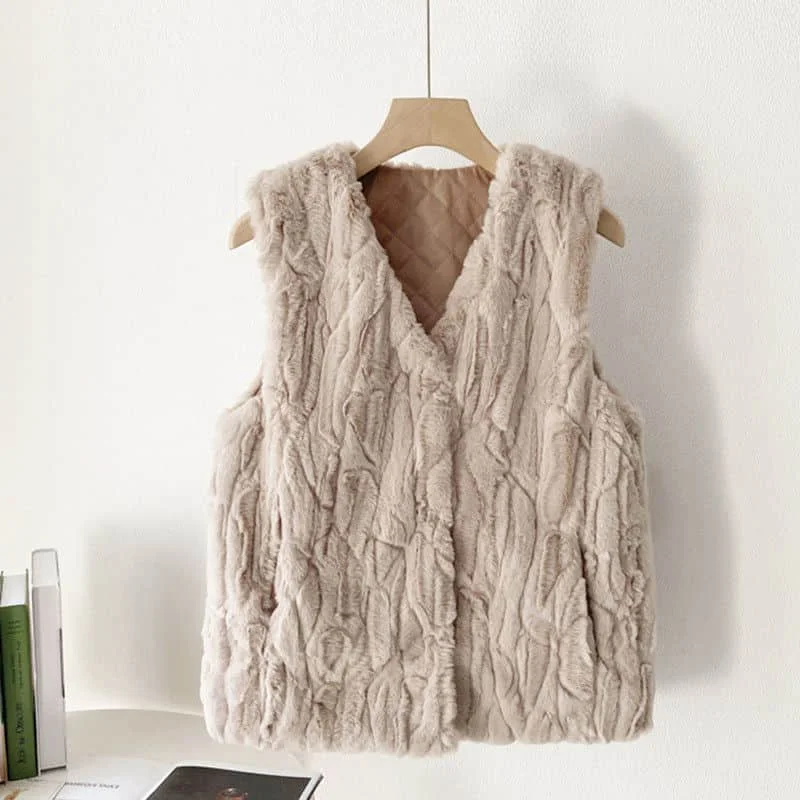 Fleece Waistcoats for Women Plush Vests O-neck Casual Sleeveless Cardigans Oversize Winter Korean Style Jackets Loose Women Tops