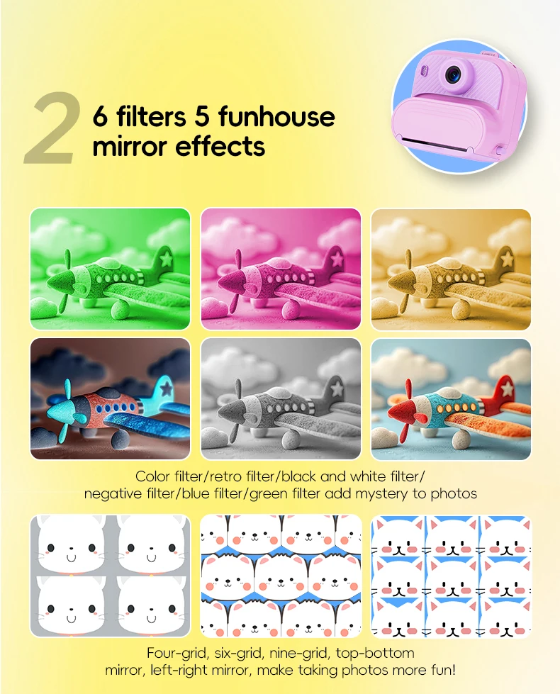 DIY Instant Print Kamera 48MP Kleinkind Kamera Instantanea 1080P HD Kinder Kamera Alter 3-12 Spielzeug Kameras Weihnachtsgeschenke für Kinder – Detail 8