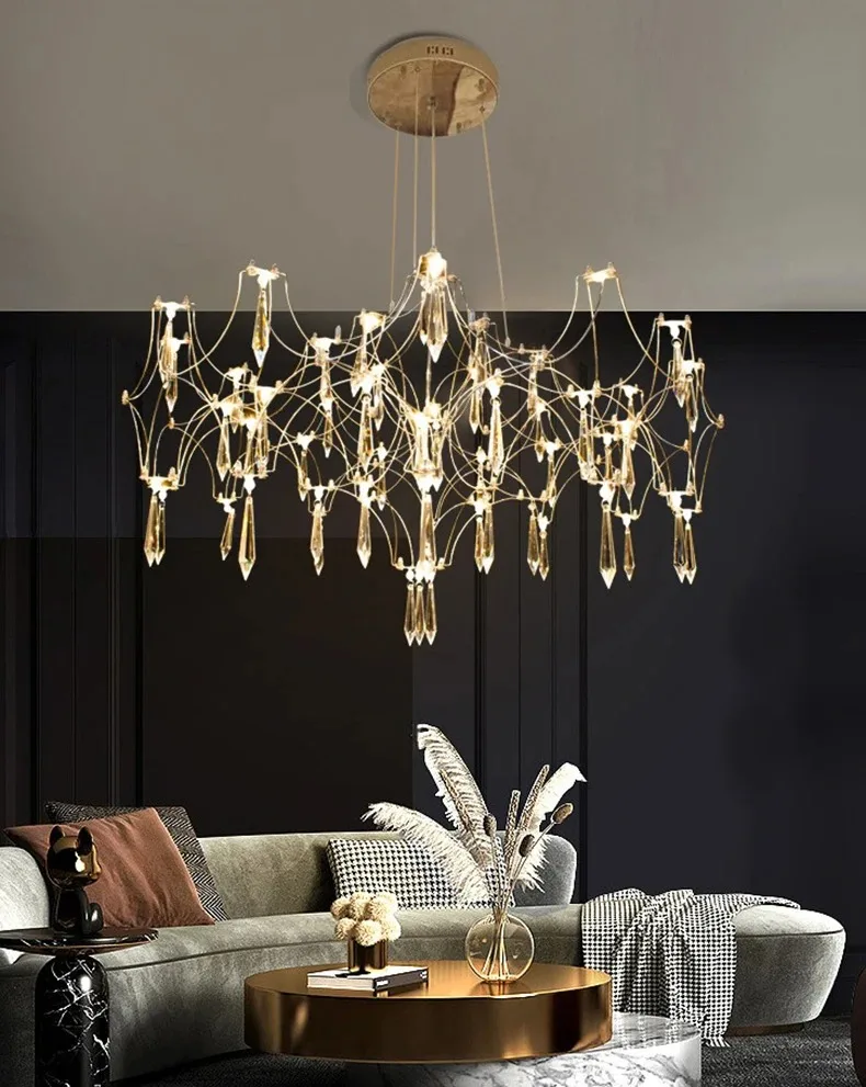 Nordic Modern Luxury Crystal Chandelier Restaurant Bedroom Led Light Firefly Decorative Light 2026 Upgraded Dimming Version