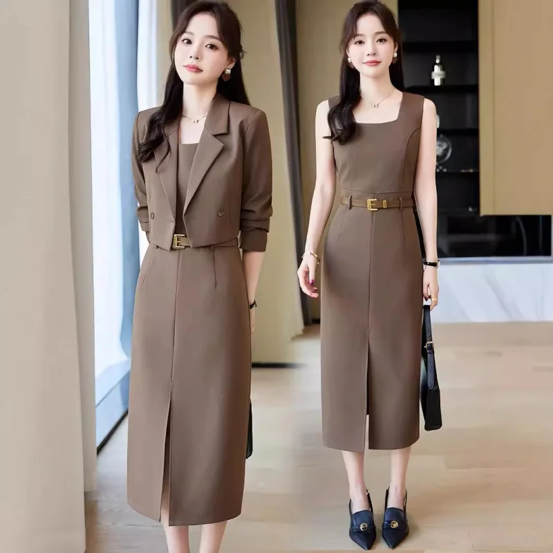 Short Gray Suit Jacket for Women Autumn and Winter2024New High-End Casual Business Attire Dress Suit Suit