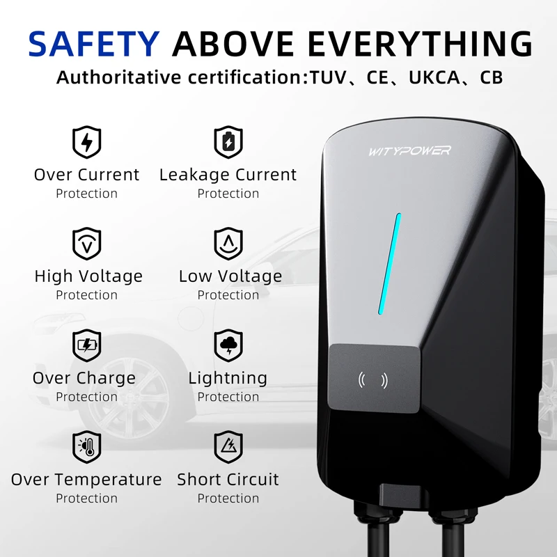 WityPower 22KW 3Phase EV محطة شحن Type2 APP التحكم 7KW 32A 1Phase شاحن السيارة الكهربائية لسيارات EVSE #3