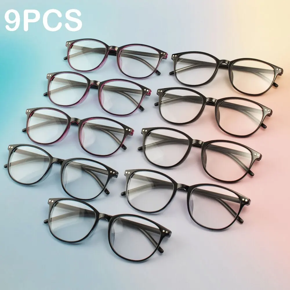 

9PCS Reading Glasses Lightweight Anti Eyestrain Fashion Computer Presbyopic Glasses For Women Men