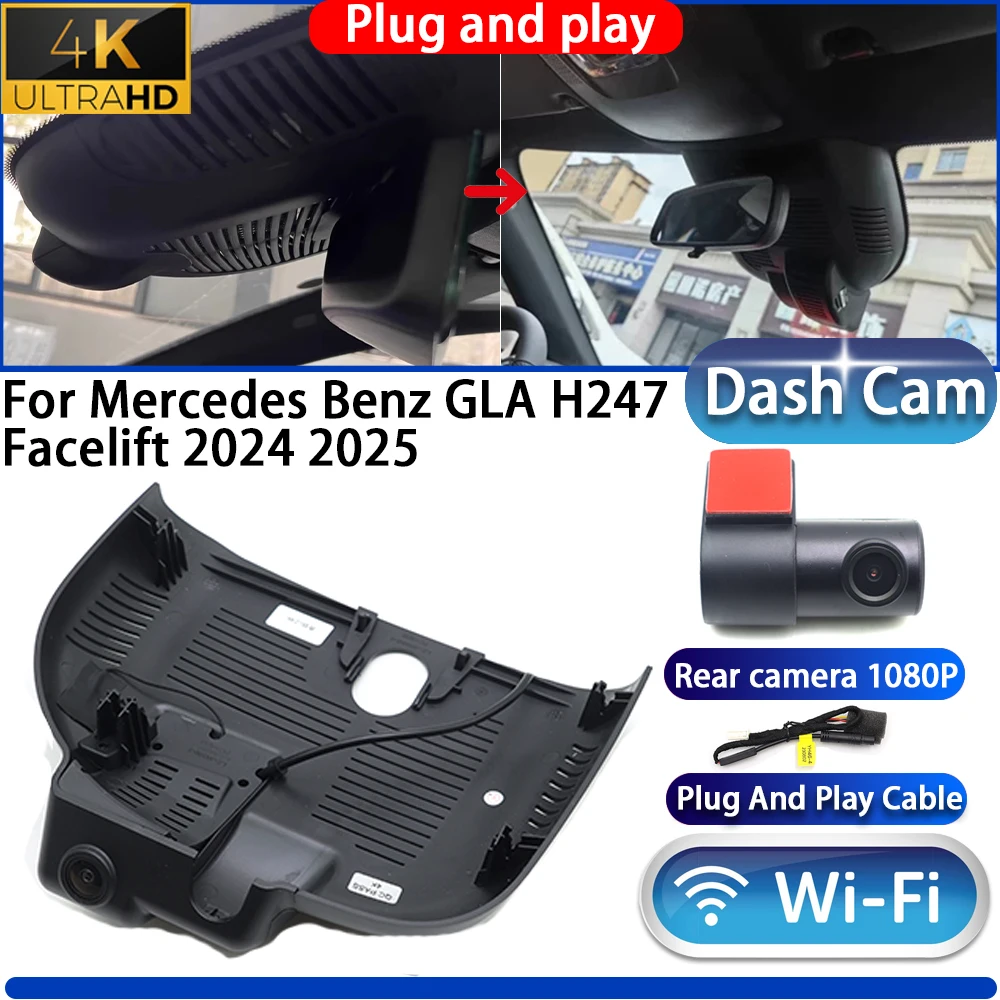 

HighCity For Mercedes Benz GLA H247 Facelift 2024 2025 Dash Cam Camera DVR 4K UHD Night Vision Wifi Plug And Play Video Recorder