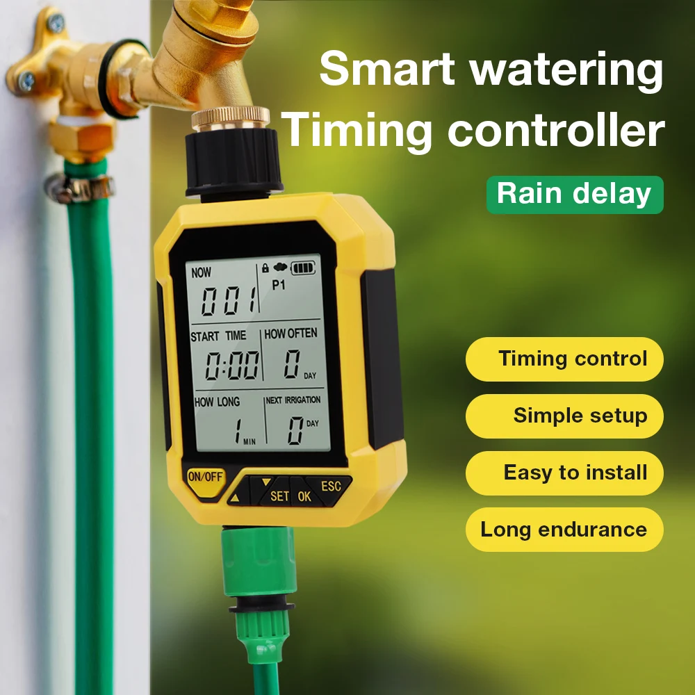 

Large Screen Display Water Timer 1 Outlet Automatic Irrigation Watering Controller Progrmmable Timed Water Valve for Garden