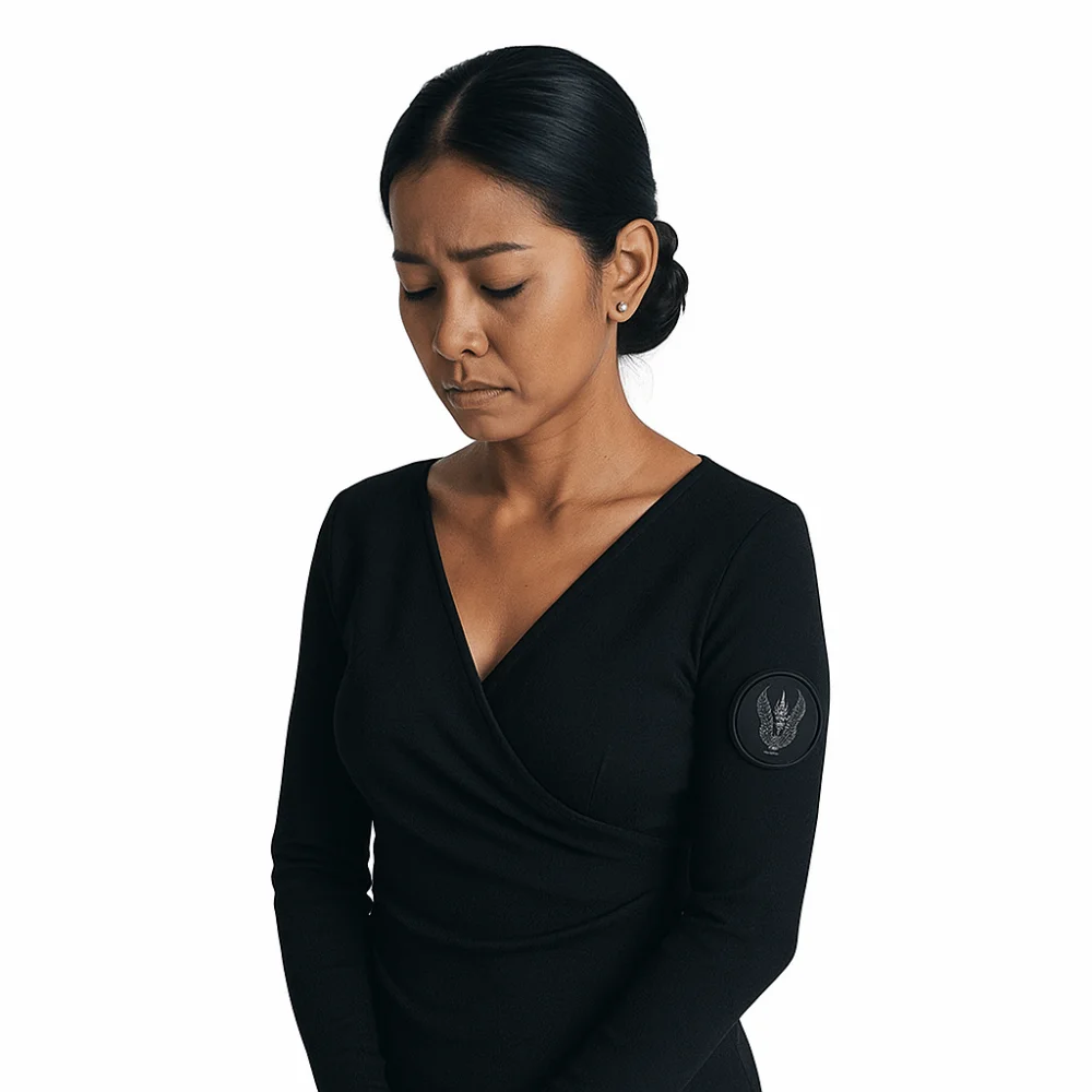 Black Memorial Long Sleeved Shirt Queen Mother Souvenir Waist Pinching Top Black Long Sleeve T-Shirt For Funerals and Mourning
