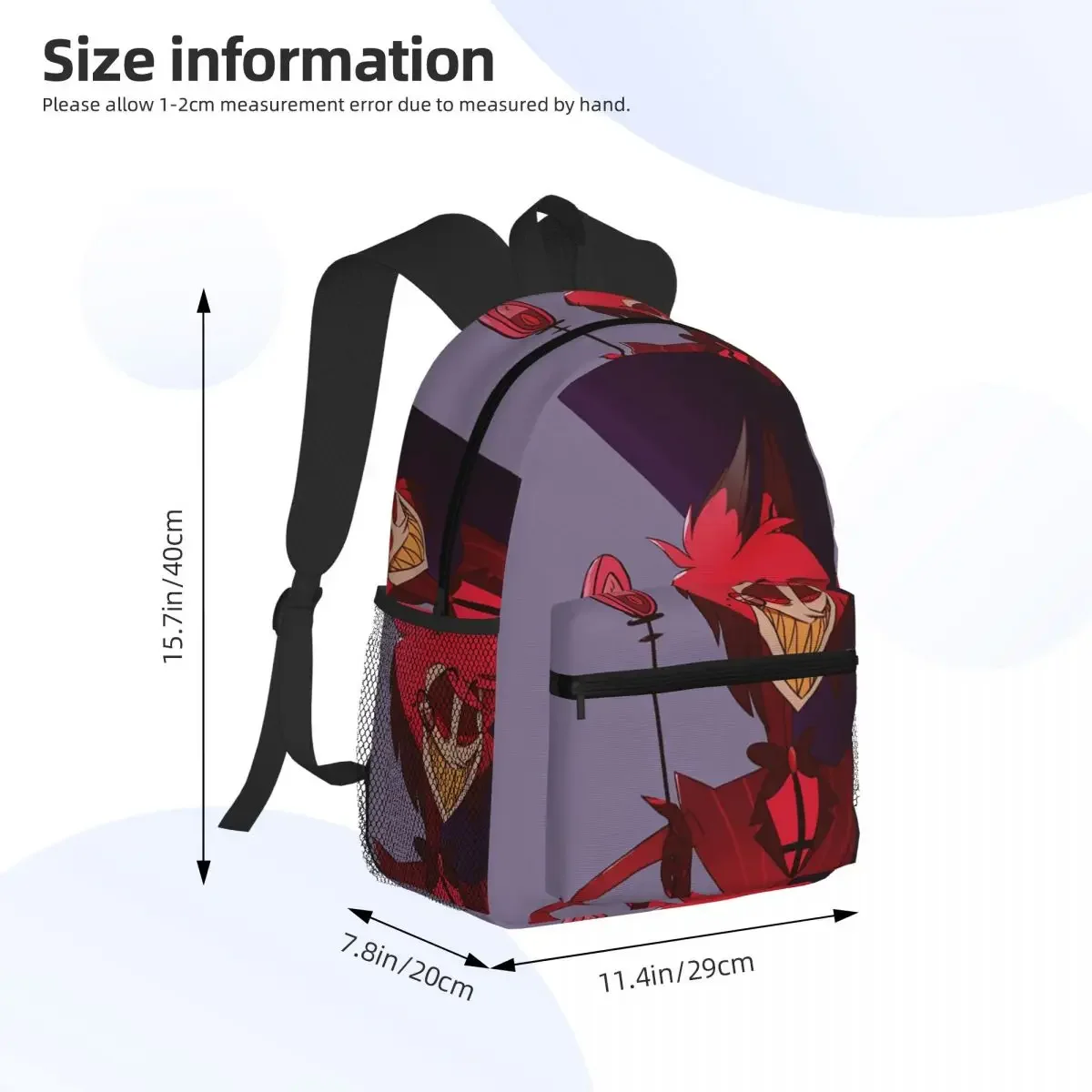 Creative Alastor Hazbin Anime Student Backpack School Bag Hiking Travel Daypack for Men Women Bookbag Shoulder Bags