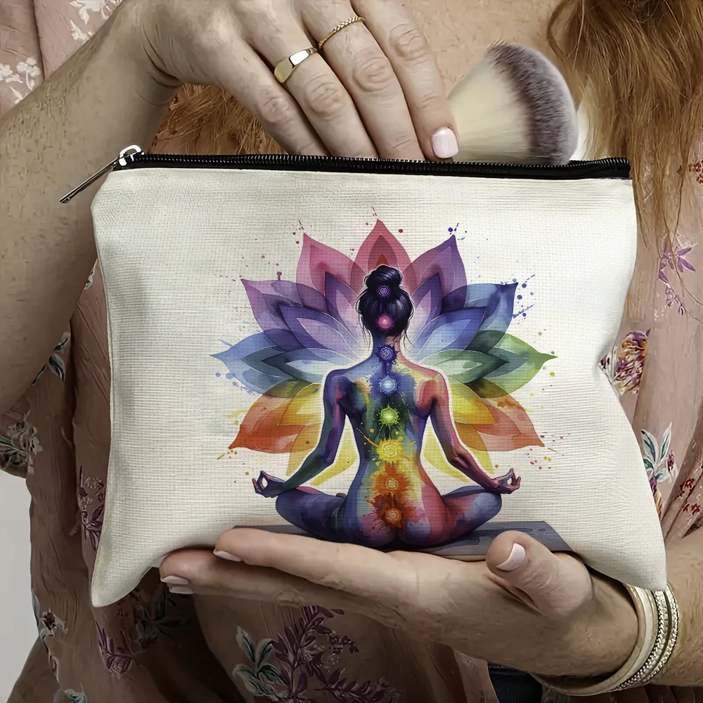 

Повседневная древняя индийская женская косметичка для йоги, женская косметичка на молнии, сумки-клатчи, кошелек для девочек, дорожная сумка с двойным принтом