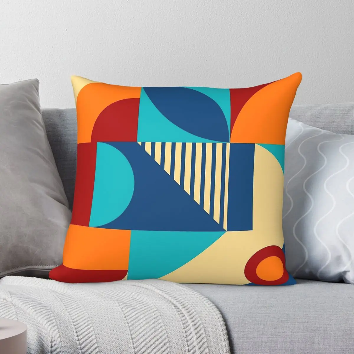 Yellow Blue Orange Bauhaus Square Pillowcase Polyester Linen Velvet Printed Decorative Throw Pillow Case Sofa Cushion 45x45