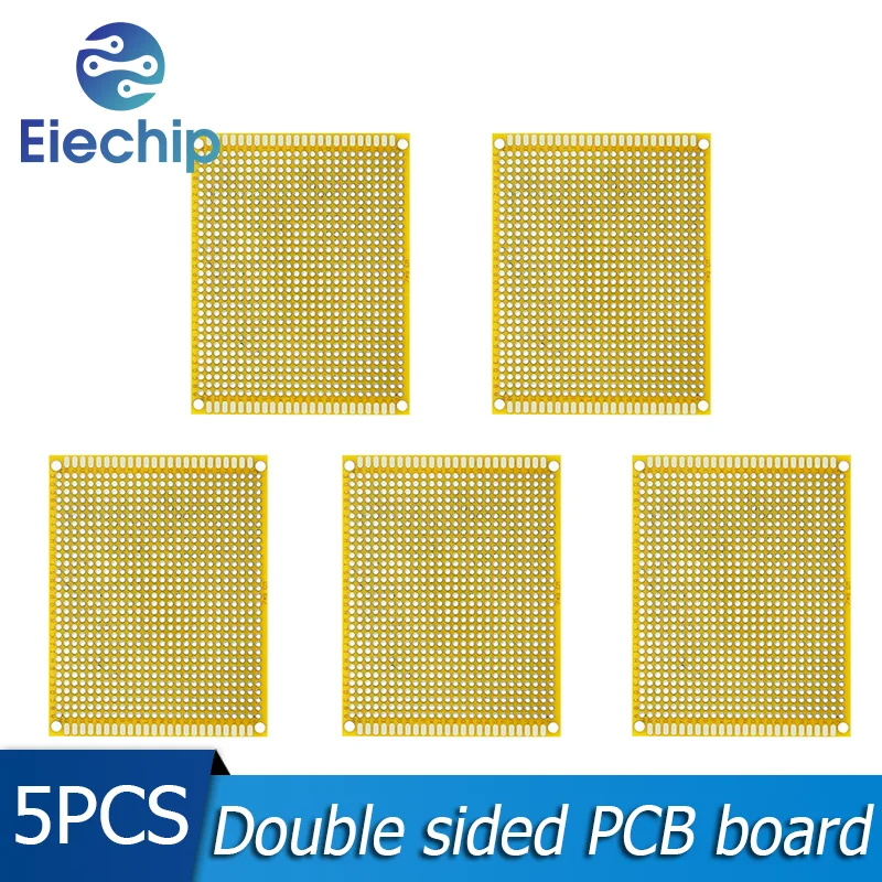 5PCS/LOT Printed Circuit Board 5*7cm PCB Breadboard Yellow 5x7cm soldering Board Double Side Prototype Board