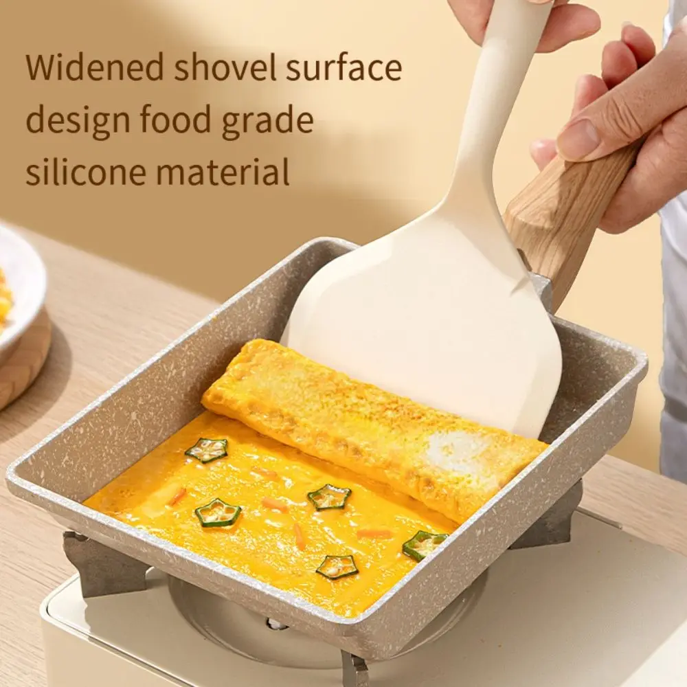 Japanese Style Silicone Pancakes Shovel Widened Soft Wide Spatula Turners with Short Handle BPA Free Tamagoyaki Spatula