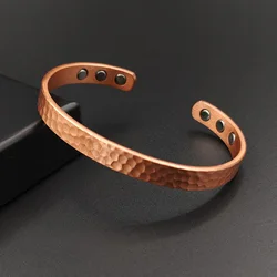 Vintage 99.9% Pure Copper Bracelets for Women Men Rose Color Cuff Bangles Charms Health Energy Gauss Magnets
