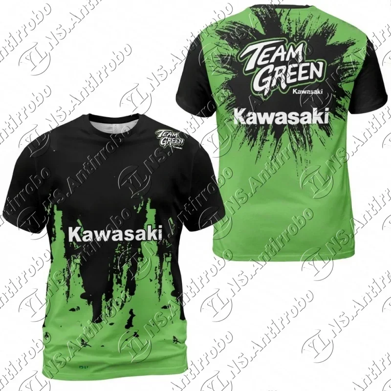 

Мужская быстросохнущая впитывающая пот футболка Kawasaki для мотоцикла 26, дышащий повседневный гоночный костюм с круглым вырезом, тренировочный топ для взрослых