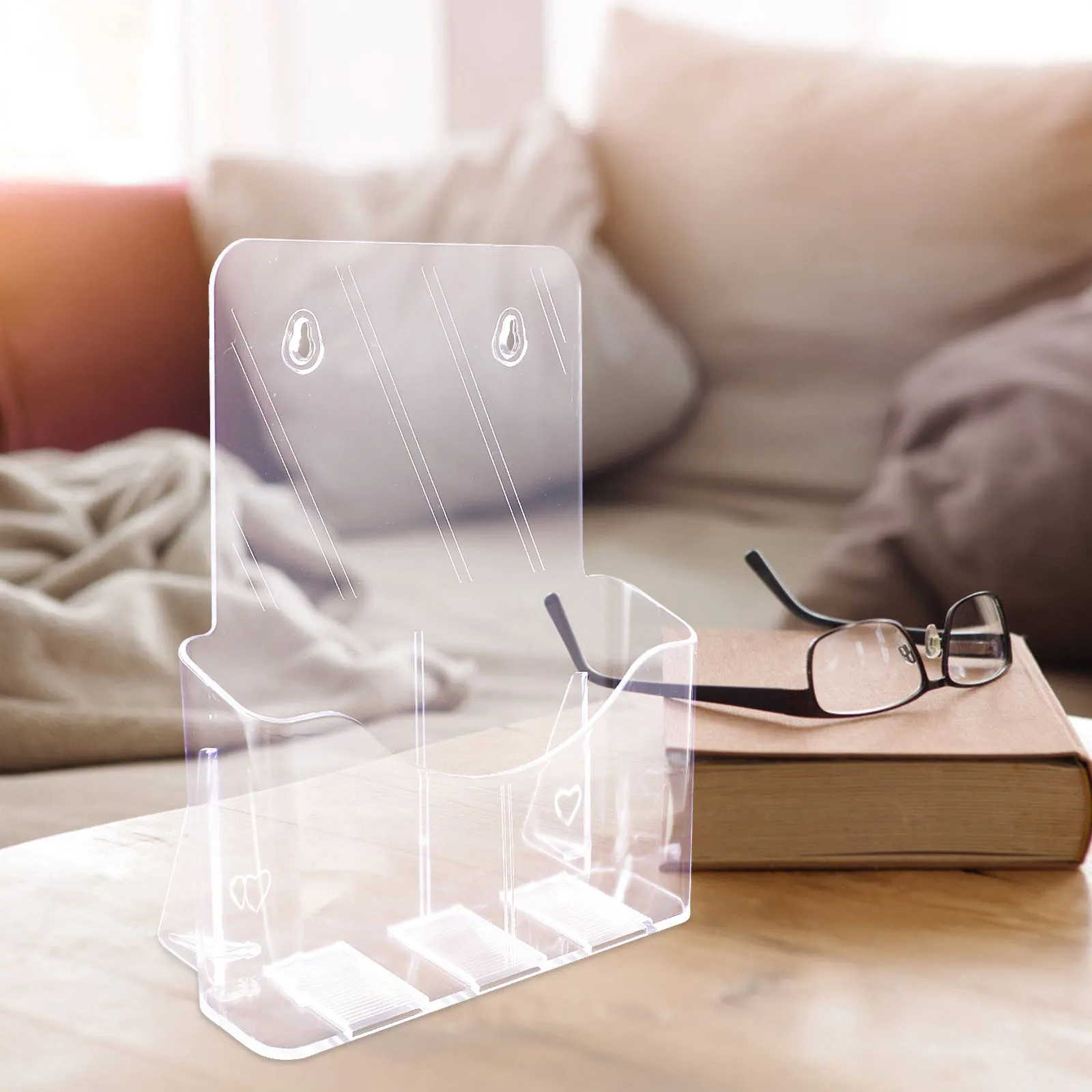 

Transparent A4 Holder Wall Mounted Office File Organizer Material Stable Base Simple Design Long Lasting Clear