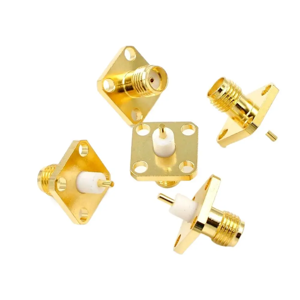 4 Hole Flange SMA Panel Mount Connector Chassis Solder Coax Adapter Connector SMA Female Jack RF Adapter Coaxial High Quality