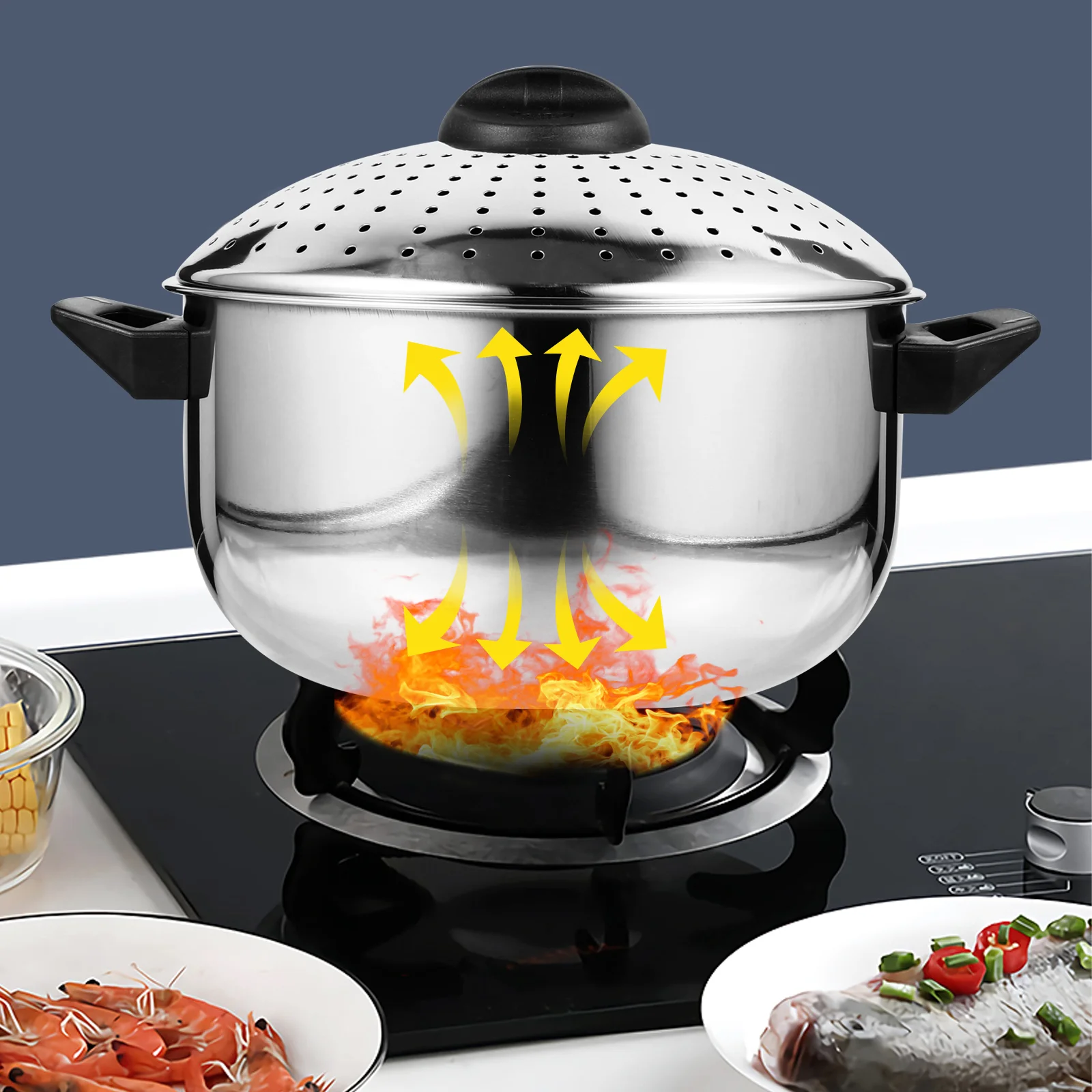 

Pans Pot Cooking Boiler Non-stick Utensil Bowl with Lid Oval Stainless Steel Cookware