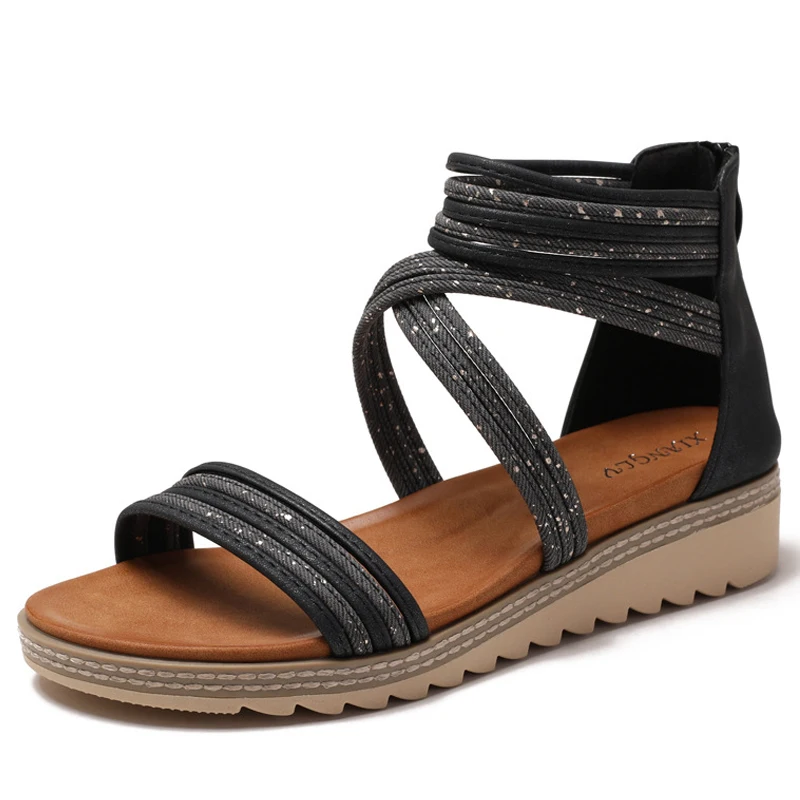 

2026 Women's Multi-Strap Crossover Sandals with Chunky Platform Sole Minimalist Chic Design
