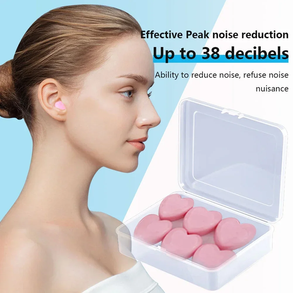 Bouchons d'oreille en silicone en forme d'amour pour le sommeil, isolation phonique, réduction du bruit, anti-bruit, natation, étanche, bouchons d'oreille intra-auriculaires