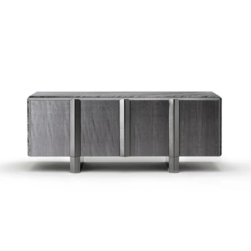 

Edge cabinet integrated against the wall light luxury stainless steel metal high-end marble pattern high cabinet