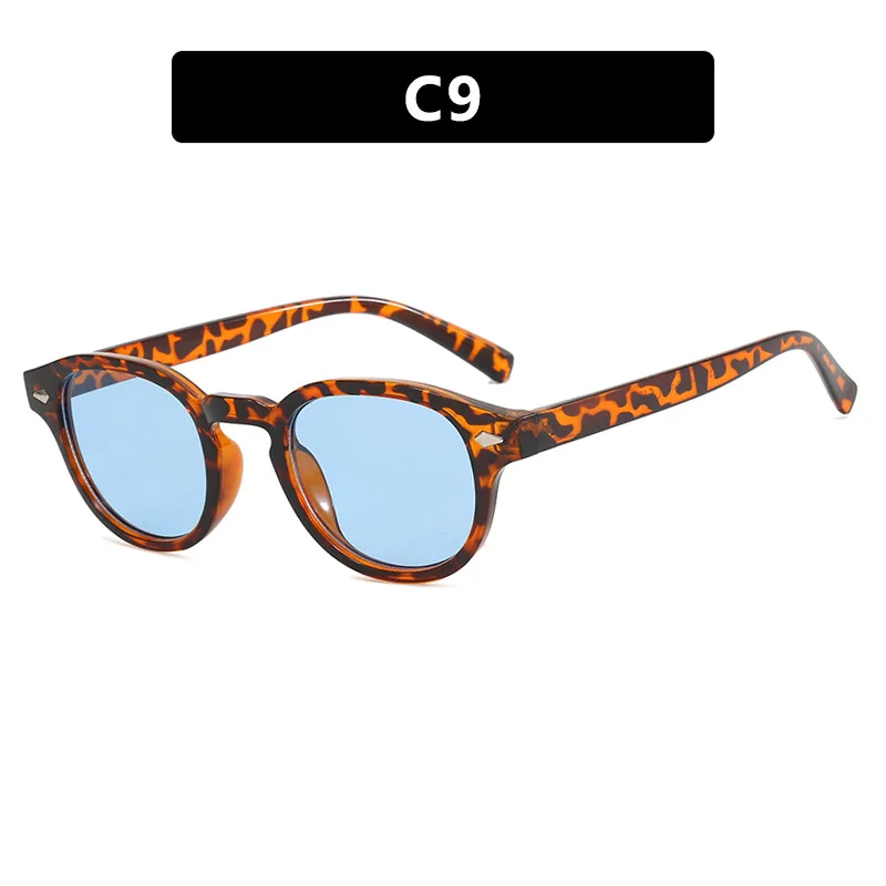 نظارات شمسية دائرية صغيرة باللون الأزرق المتدرج للنساء والرجال، نظارات شمسية مربعة الشكل بتصميم العلامة التجارية، Lunettes de S