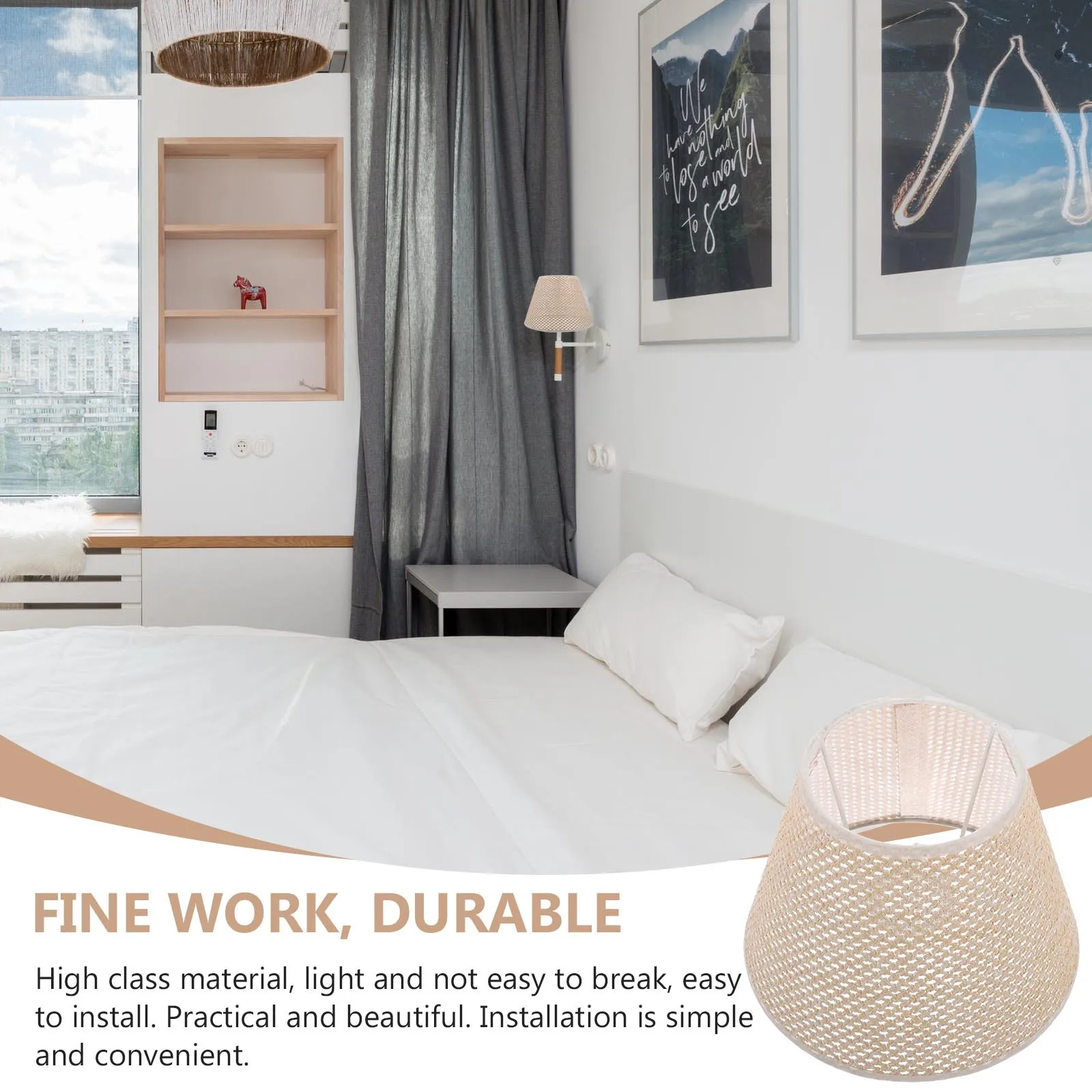 

1Pcs Imitation Woven Lampshade Beige Decorative Household Lamp Cover Desk Lamp Shade Light Accessory Household Lampshade