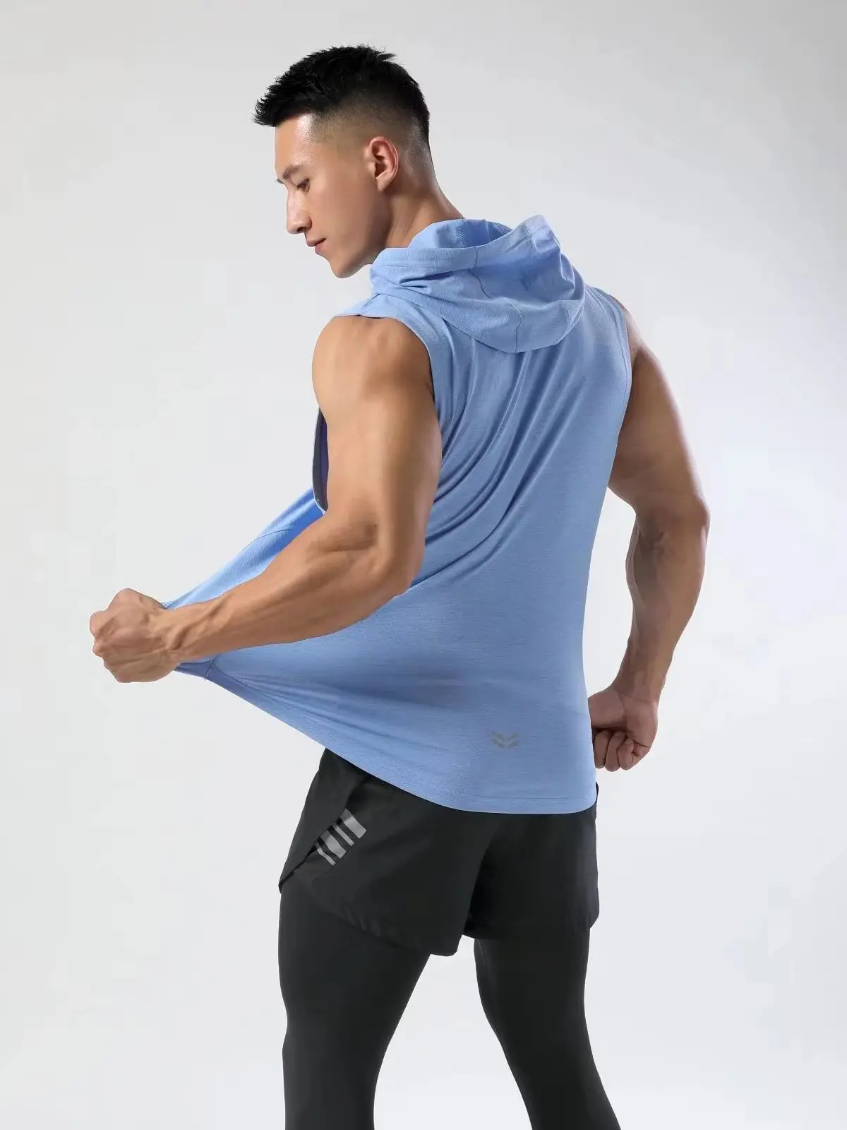 Gym Clothing Mens Bodybuilding Hooded Tank Top Cotton Sleeveless Vest Sweatshirt Fitness Shirt Workout Sportswear Tops Male